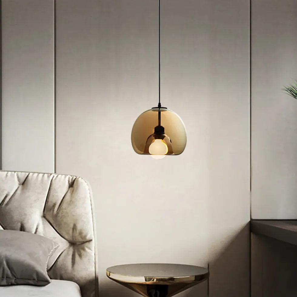 Brown Adjustable Glass Modern Pendant Light - Clowas
