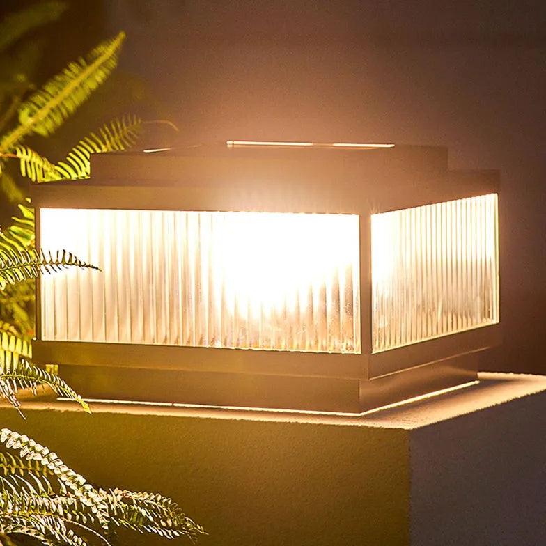 Brown Glass Solar Outdoor Pillar Lights