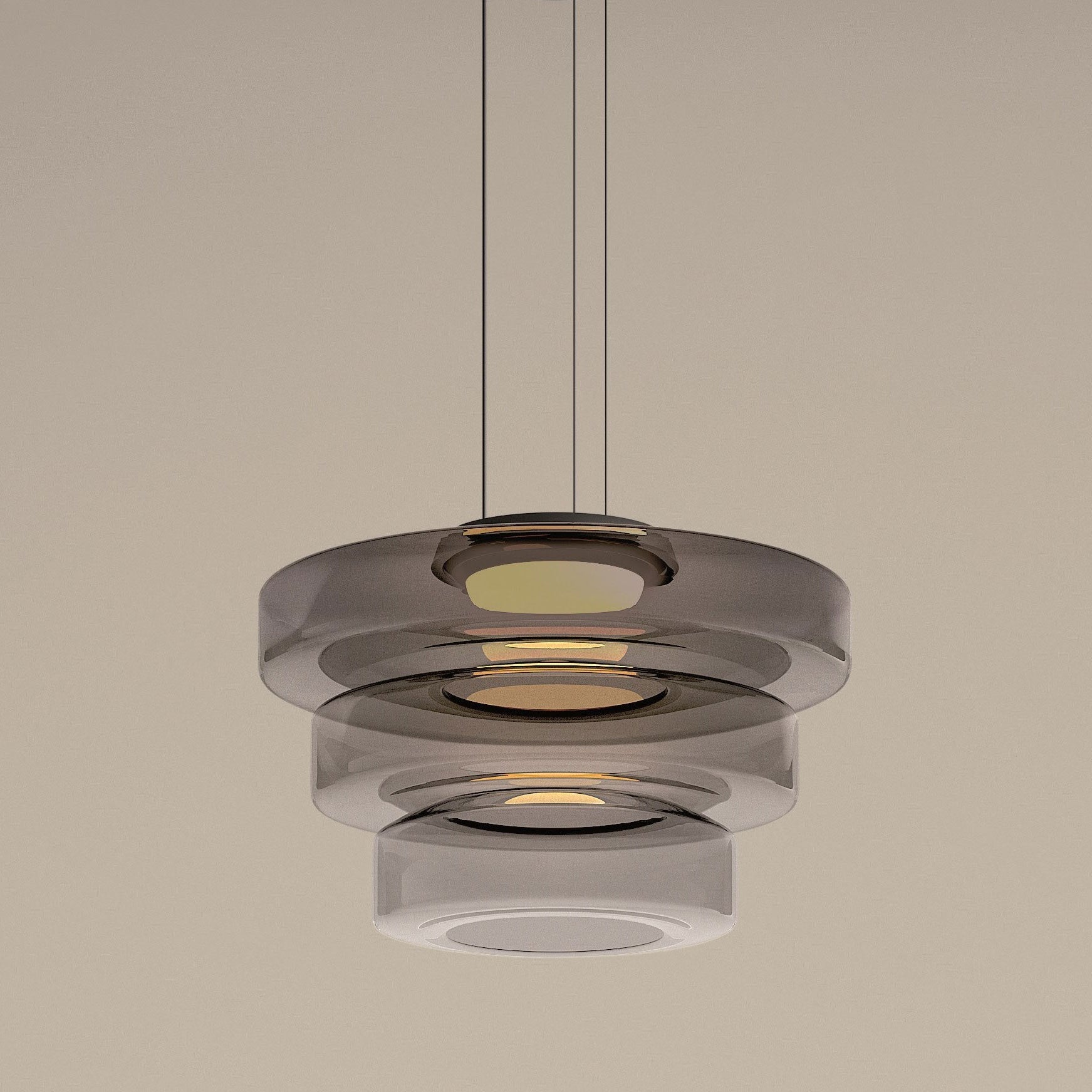 Brown Modern Triple Glass Kitchen Pendant Light