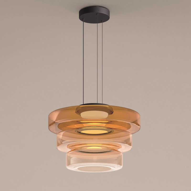 Brown Modern Triple Glass Kitchen Pendant Light