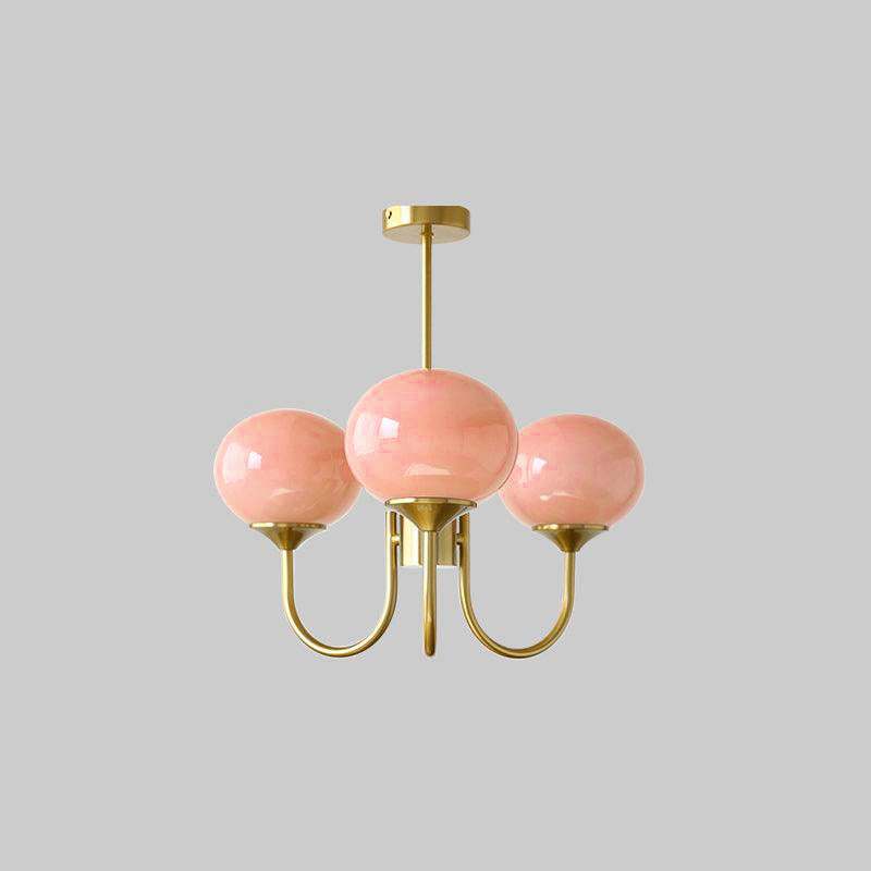 Bubble Pink Glass Ball Chandelier