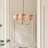 Bubble Pink Glass Ball Chandelier