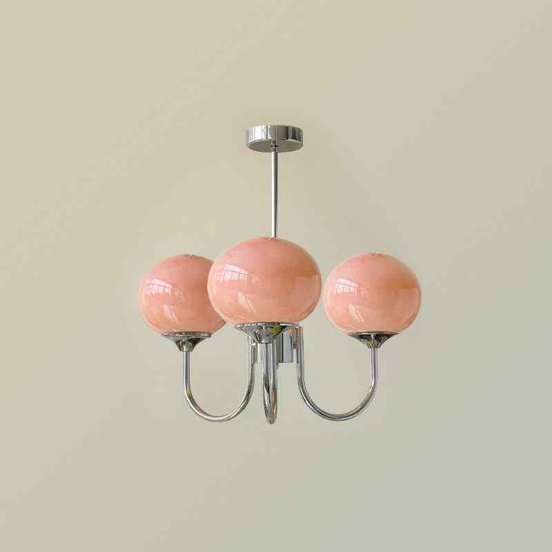 Bubble Pink Glass Ball Chandelier