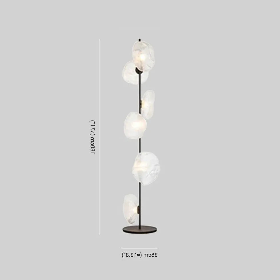 Multi-Head Transparent Glass Straight Pole Floor Lamp