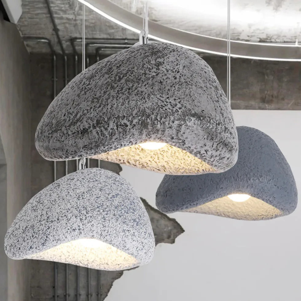 Irregular Pebble Texture Lampshade Modern Pendant Light