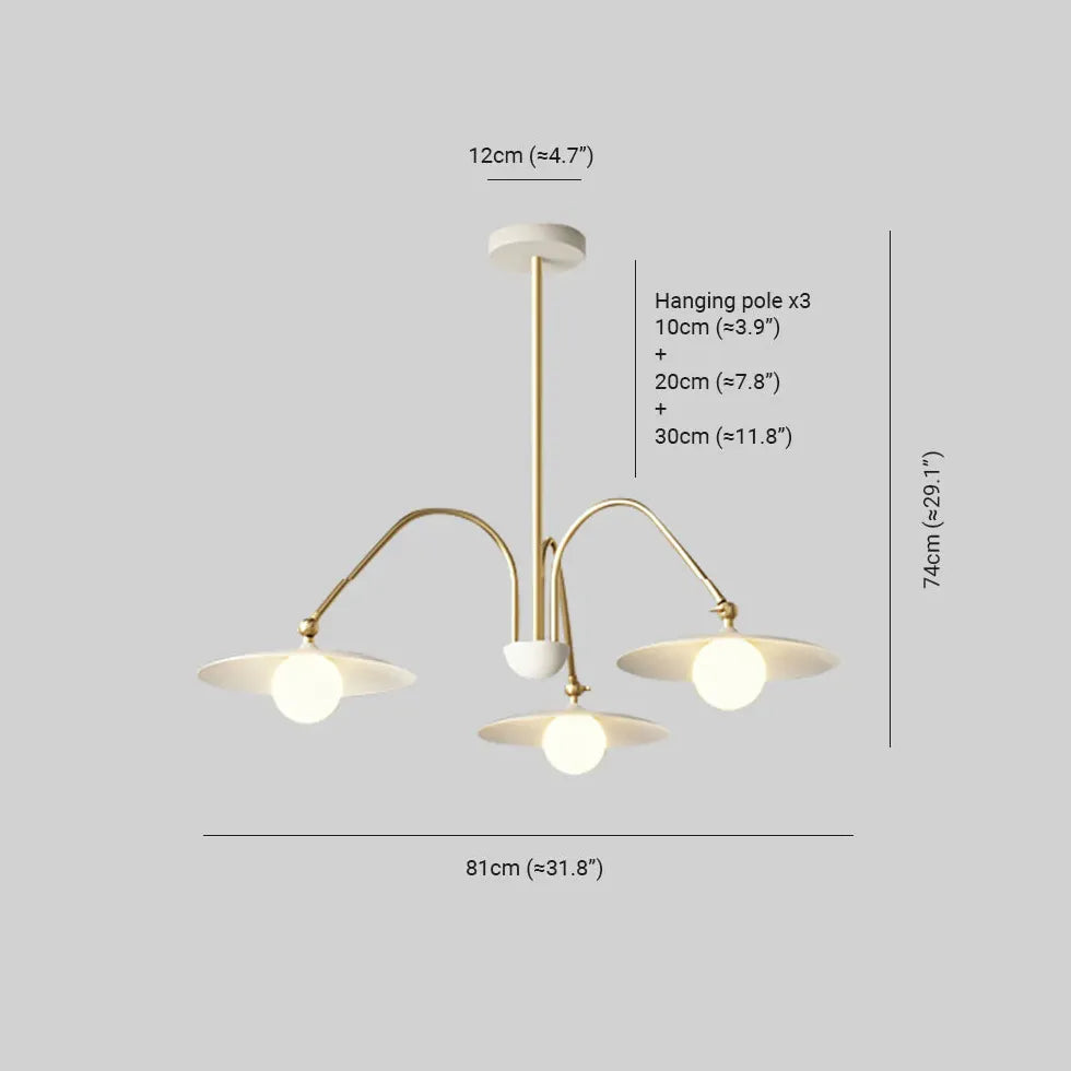 Disc-Shaped Multi-Head Lampshade Branch Chandelier