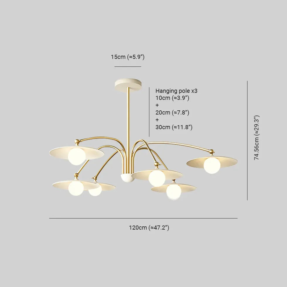 Disc-Shaped Multi-Head Lampshade Branch Chandelier