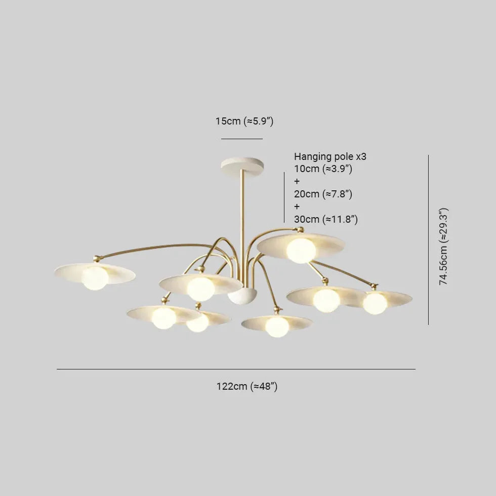 Disc-Shaped Multi-Head Lampshade Branch Chandelier