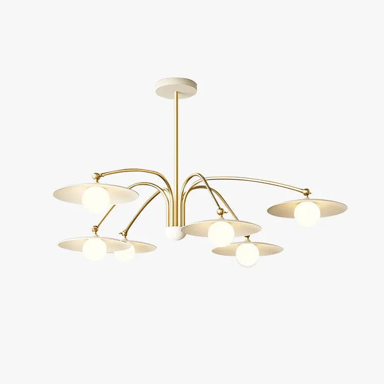 Disc-Shaped Multi-Head Lampshade Branch Chandelier