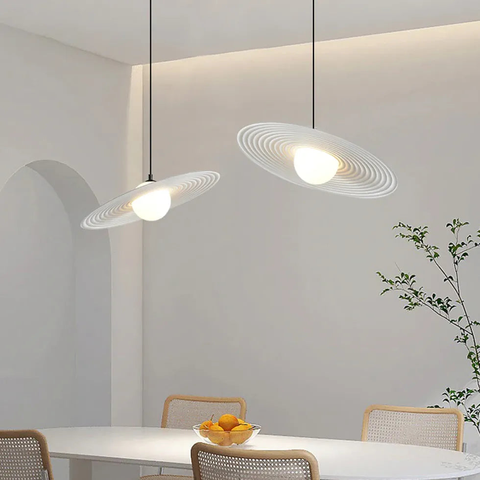 Flat Ring-shaped Lampshade White Kitchen Pendant Light