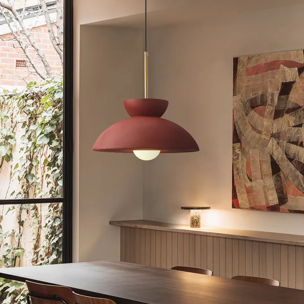 Red Frosted Modern Kitchen Pendant Light