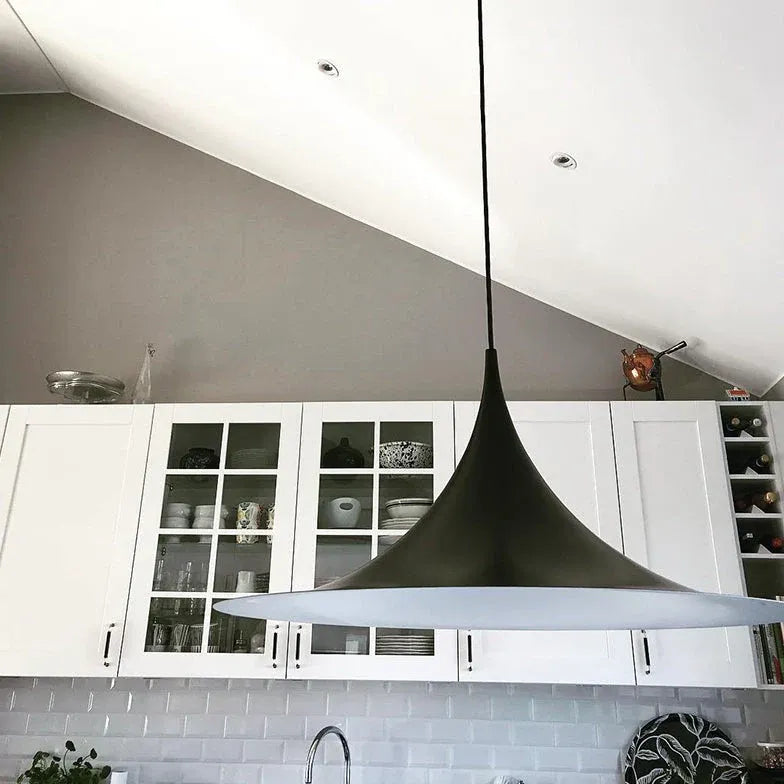 Trumpet-Shaped Modern Black LED Pendant Light