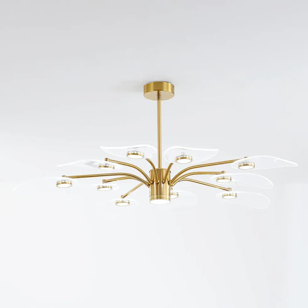 Slender Lotus Leaf Gold LED Pendant Light