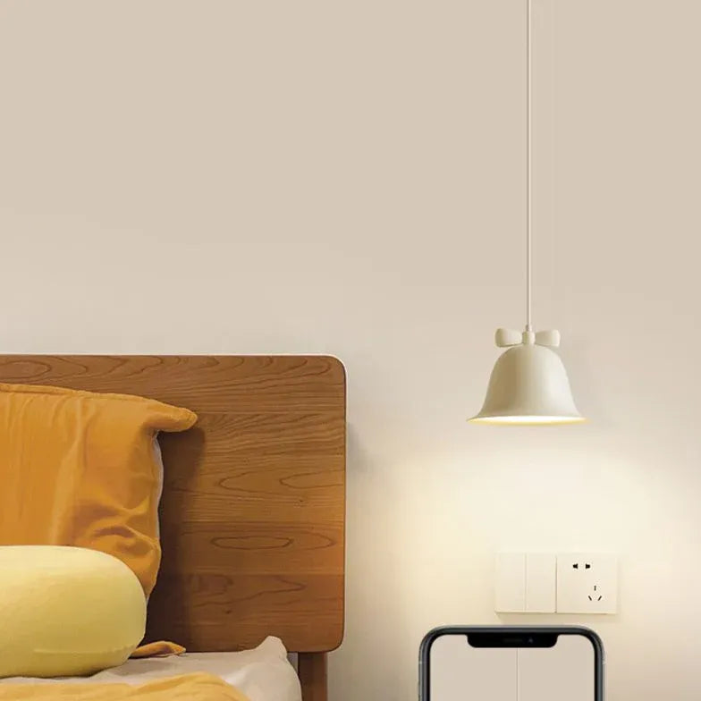 Bell-shaped Cream White Bedroom Pendant Light