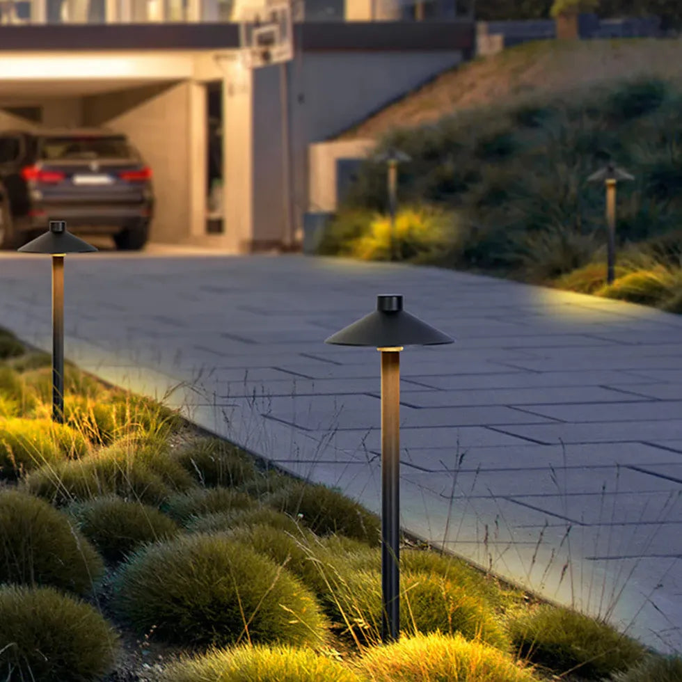 Disc Conical Black Garden Bollard Lights