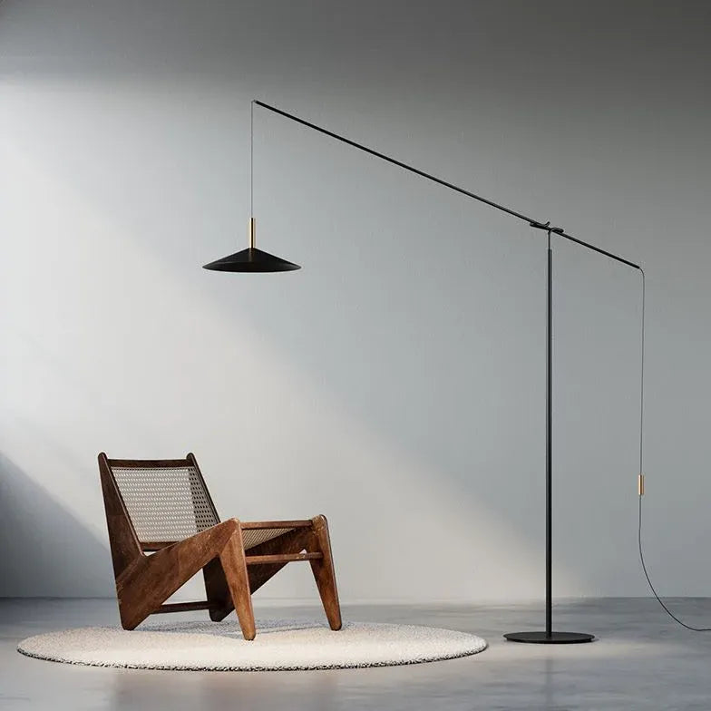 Cantilever Black Minimalist Plug-In Floor Lamp