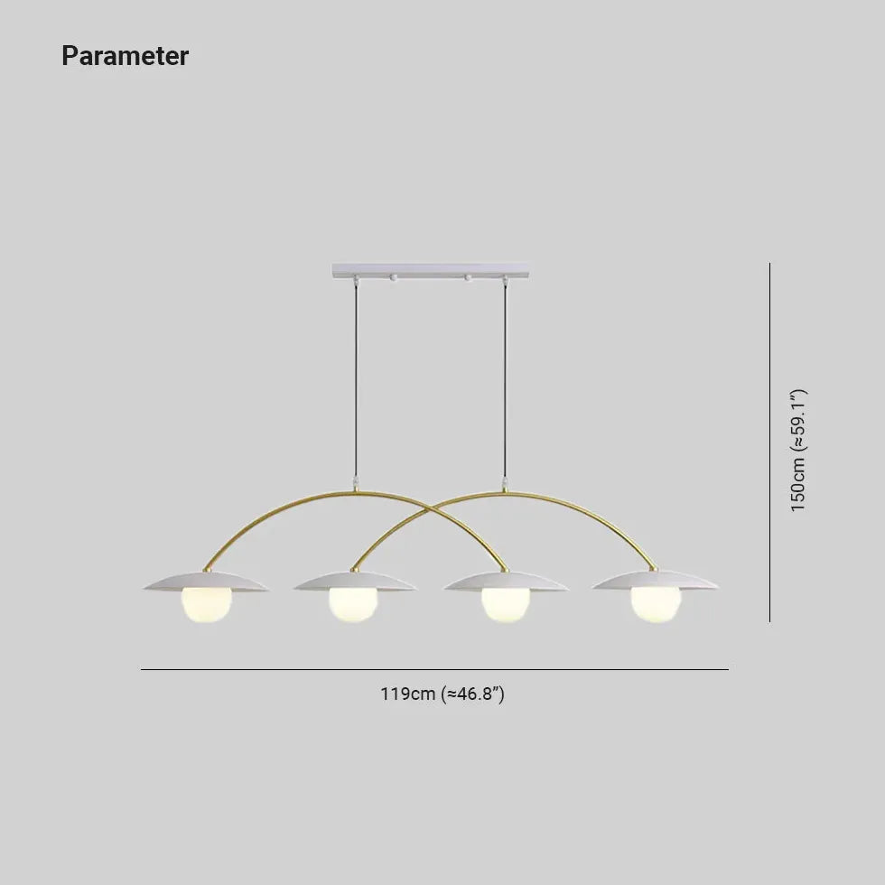 White Four-Head Linear Pendant Light