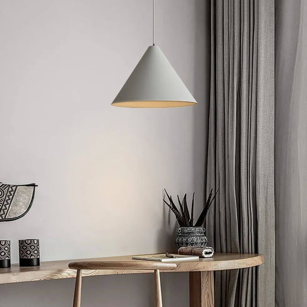 Gray Cone-Shaped Modern Single Pendant Light