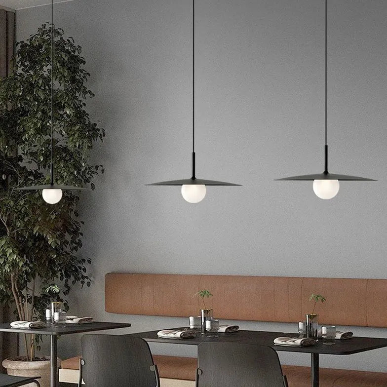 Disc-shaped Shade Black Minimalist Kitchen Pendant Light