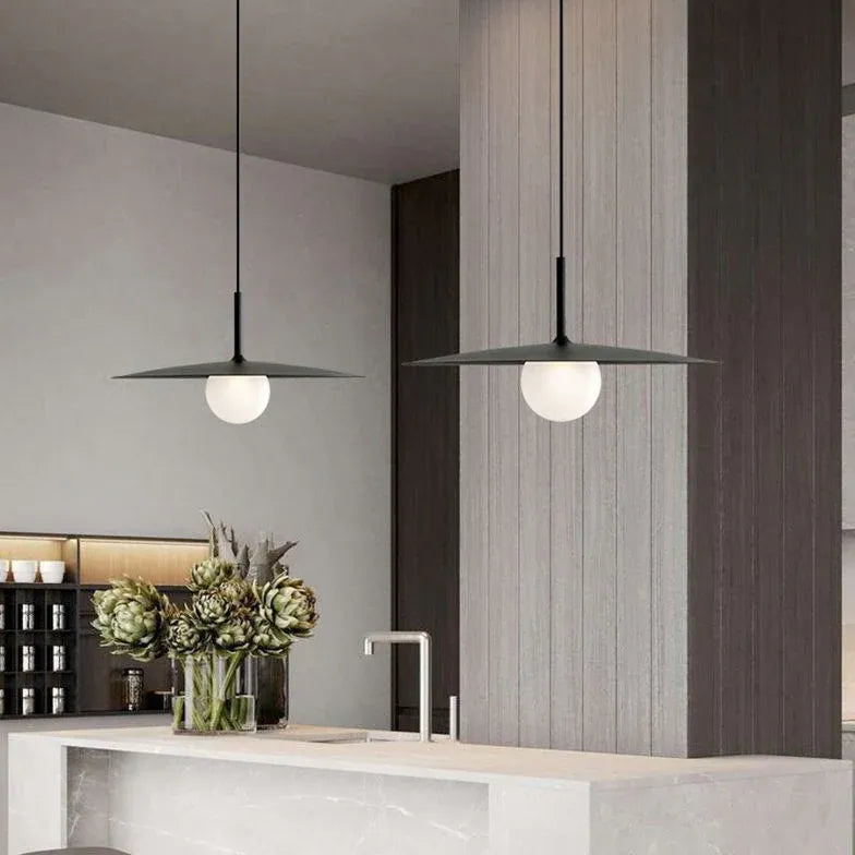 Disc-shaped Shade Black Minimalist Kitchen Pendant Light