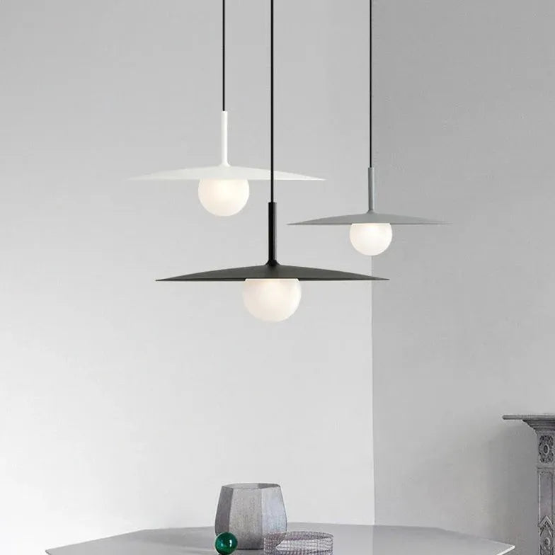 Disc-shaped Shade Black Minimalist Kitchen Pendant Light