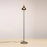 Wooden Cone Black Slim Floor Lamp