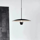 Black Disc-Shaped Modern Single-Head Pendant Light