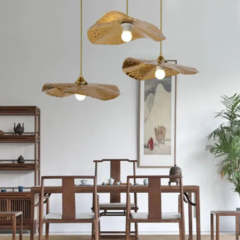 Gold Lotus Leaf-shaped Vintage Pendant Light