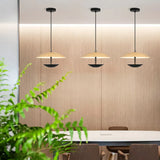 Wooden Disc-shaped LED Dining Pendant Light