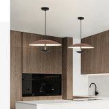 Wooden Disc-shaped LED Dining Pendant Light