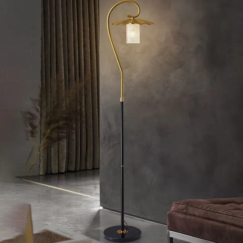 Curved Design with Attached Table Floor Lamp