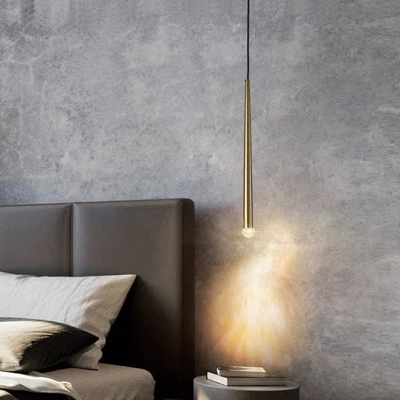 Linear Minimalist Gold Bedroom Pendant Light