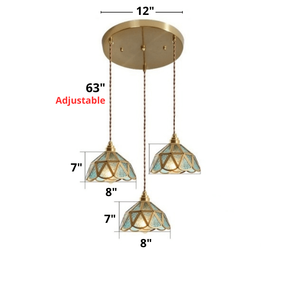 Colored Glass and Antique Brass Pendant Light