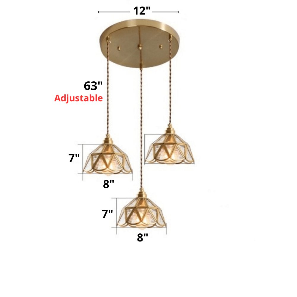 Colored Glass and Antique Brass Pendant Light