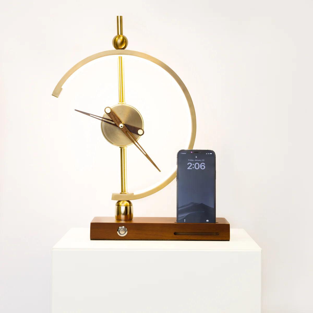 Nordic Clock Design Black LED Table Lamp