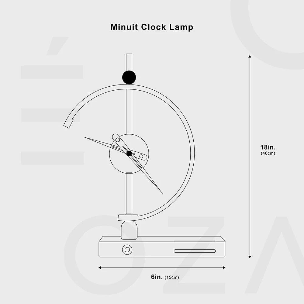 Nordic Clock Design Black LED Table Lamp