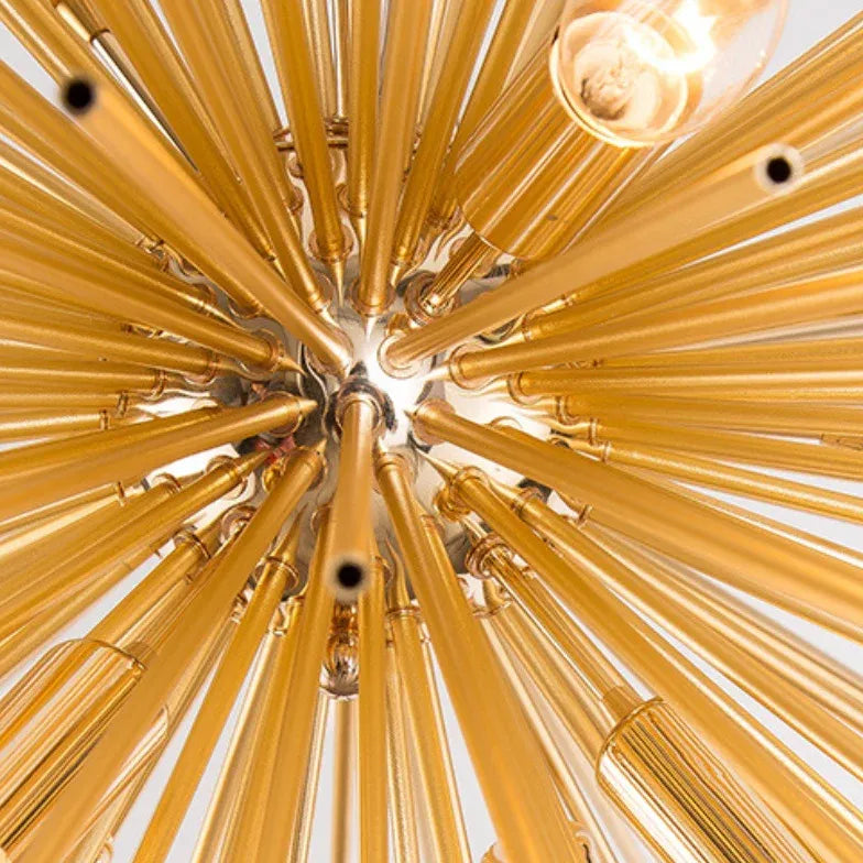 Star-Shaped Long Needle Gold Modern Chandelier