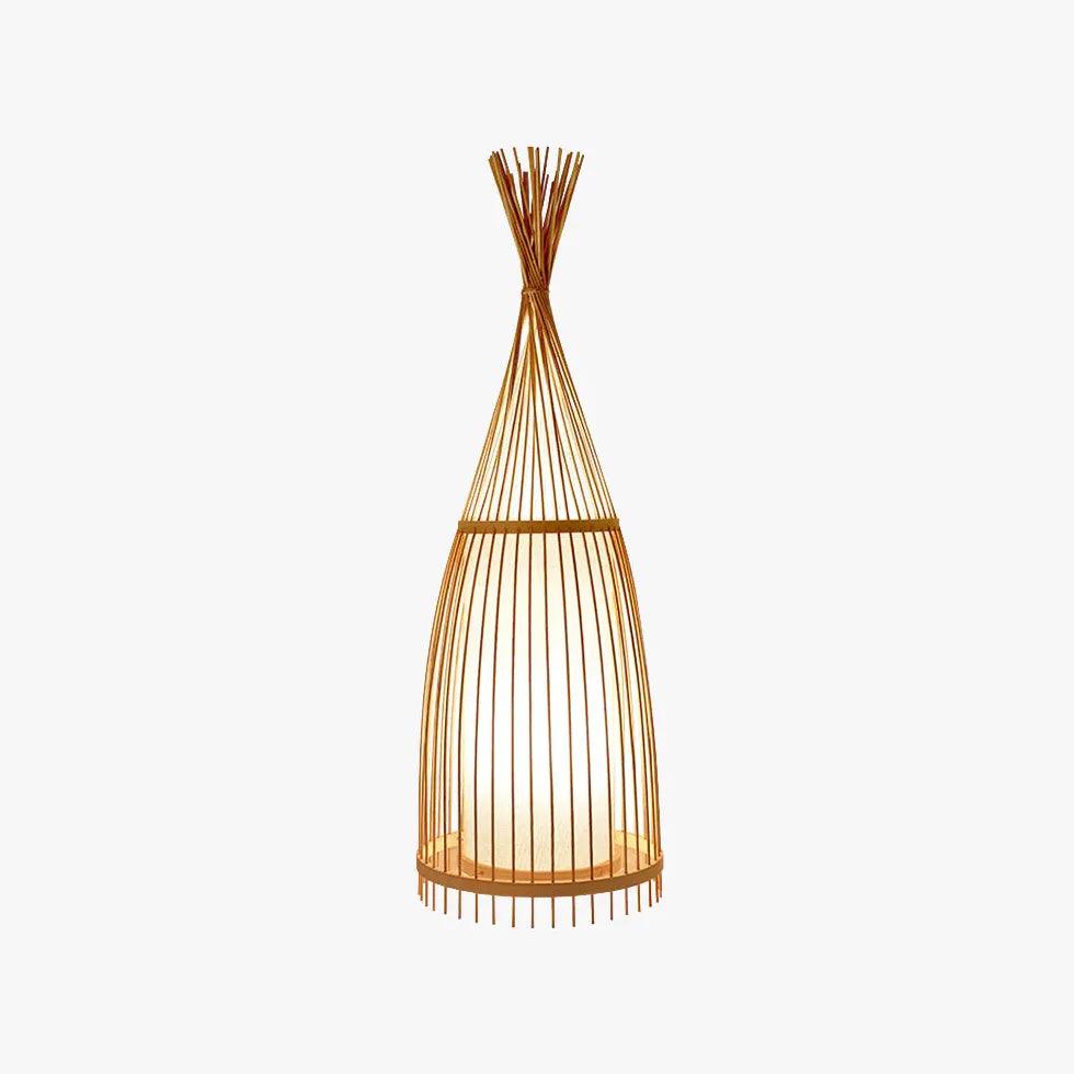 Cone-Shaped Rattan Warm-Toned Floor Lamp