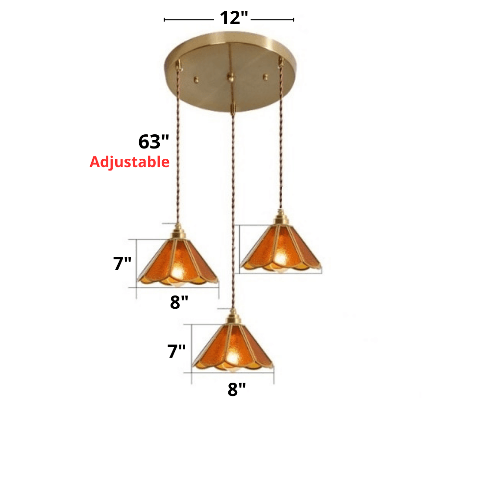 Colored Glass and Antique Brass Pendant Light