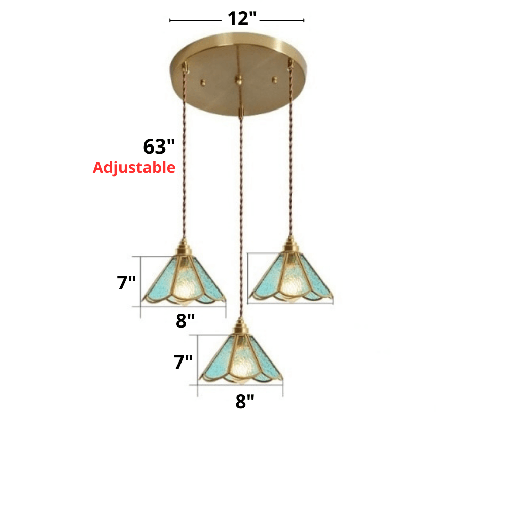 Colored Glass and Antique Brass Pendant Light