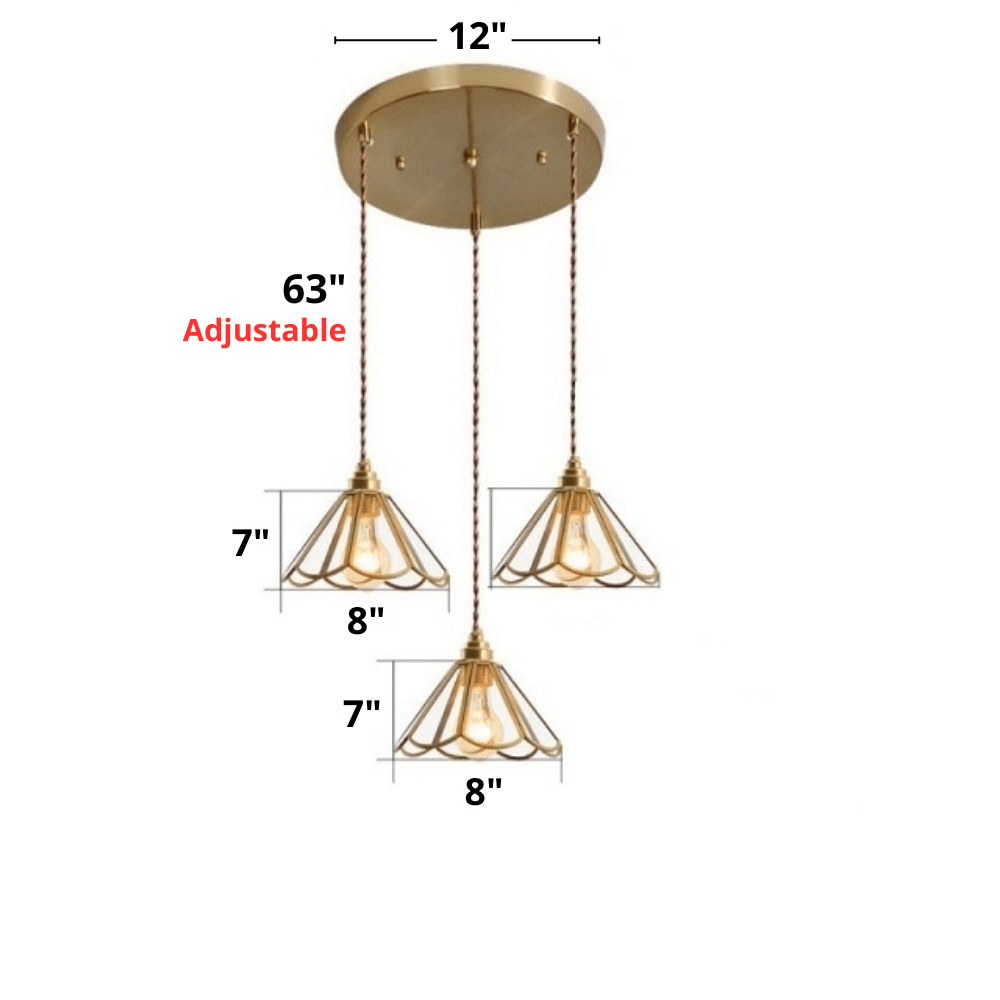Colored Glass and Antique Brass Pendant Light