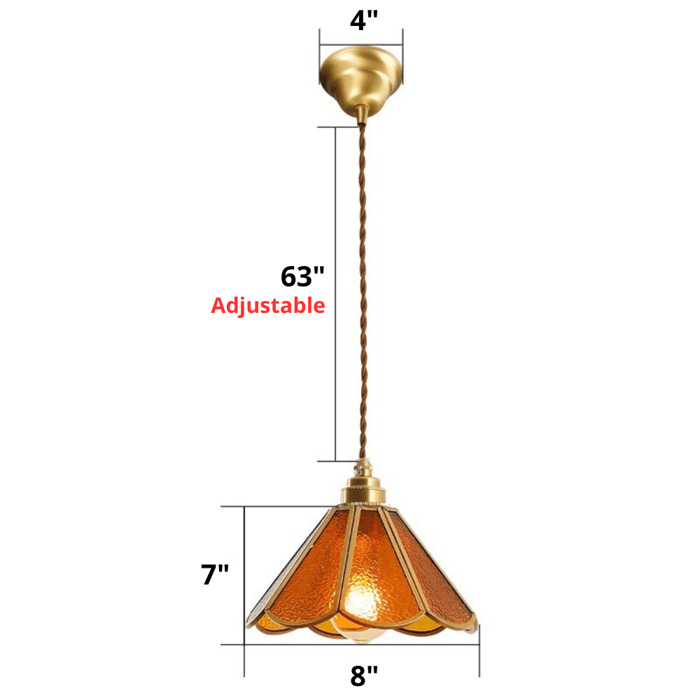 Colored Glass and Antique Brass Pendant Light