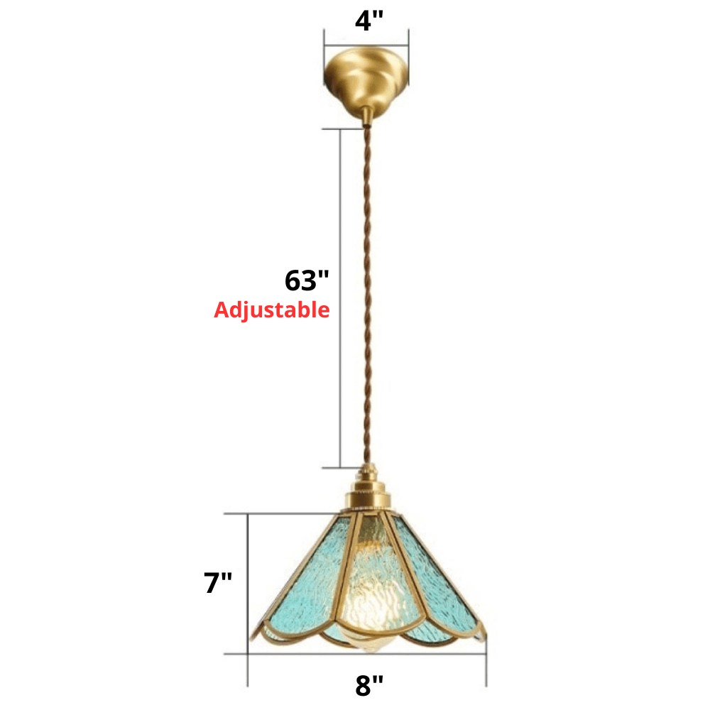 Colored Glass and Antique Brass Pendant Light