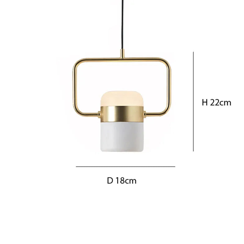 Geometric Frame Gold LED Bedroom Pendant Light