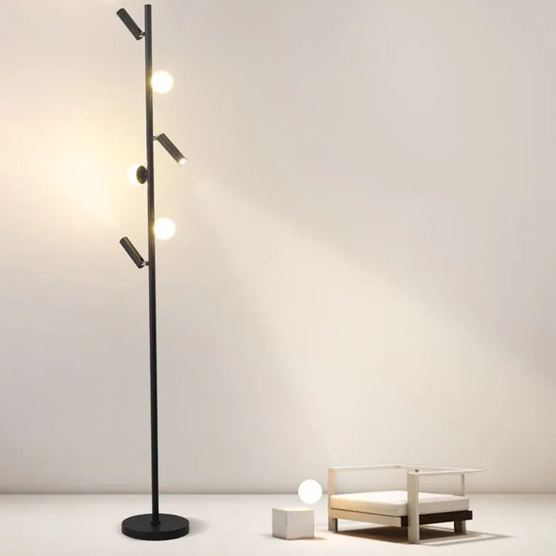 Multi-Head Black Slim Floor Lamp