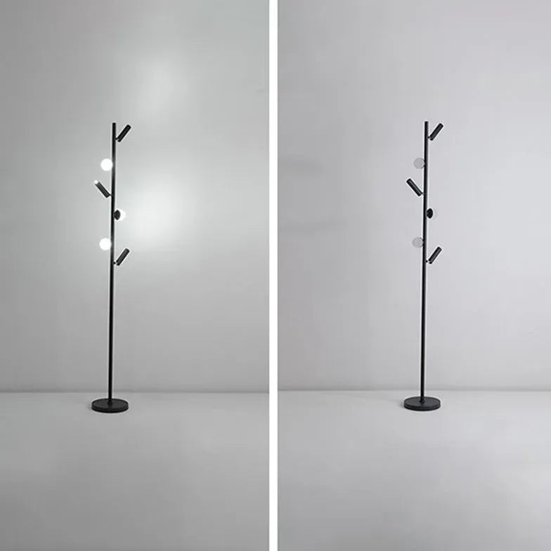 Multi-Head Black Slim Floor Lamp