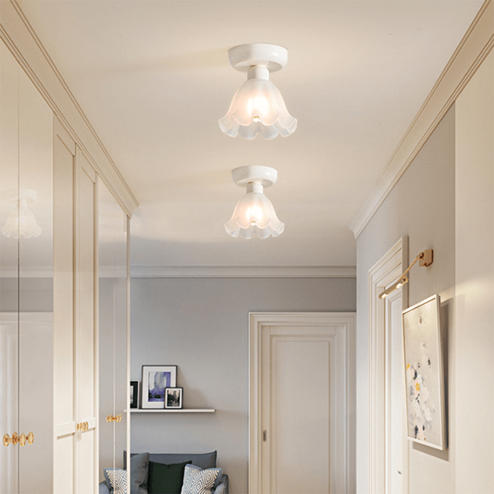Wind Chime Orchid Glass Small White Ceiling Light
