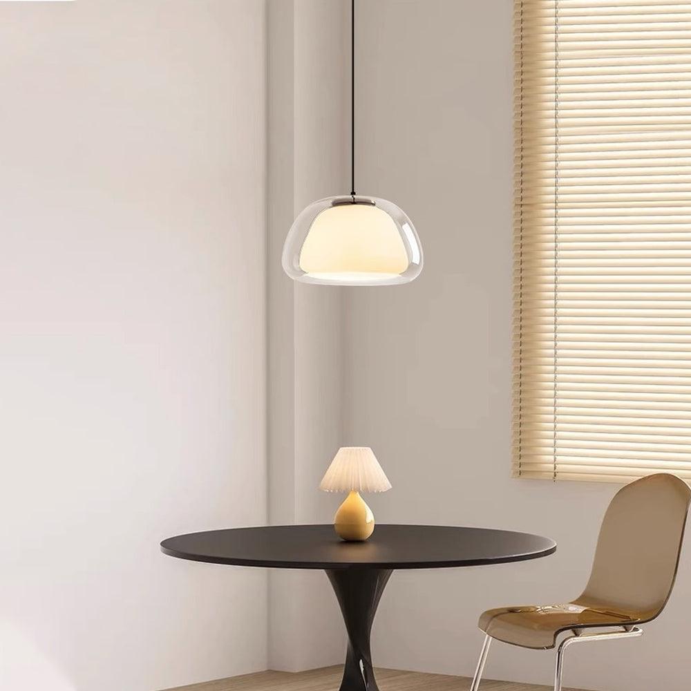 Cream Glass Pendant Lights for Kitchen Island