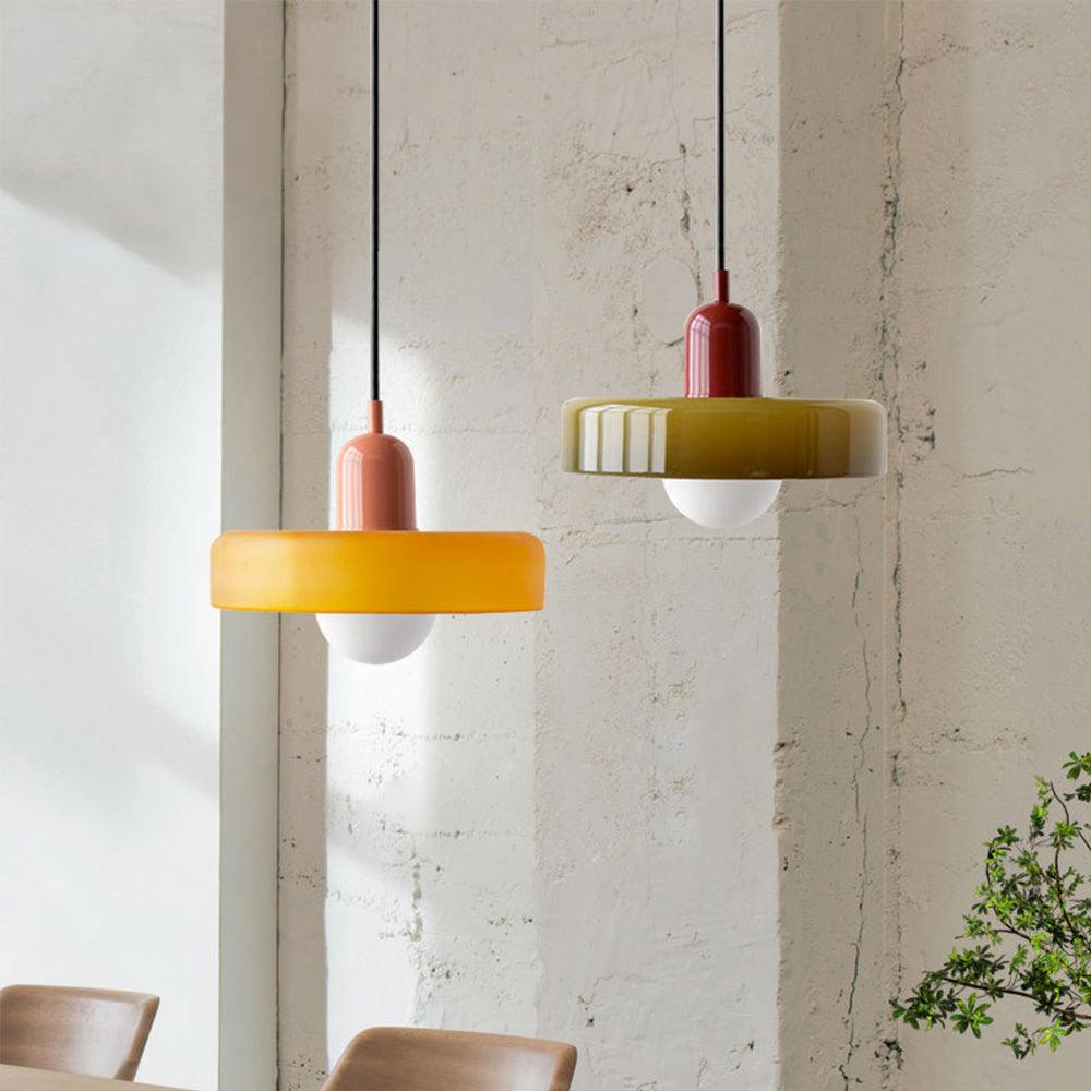 Nordic Cream Stained Glass Pendant Lighting for Dining Room