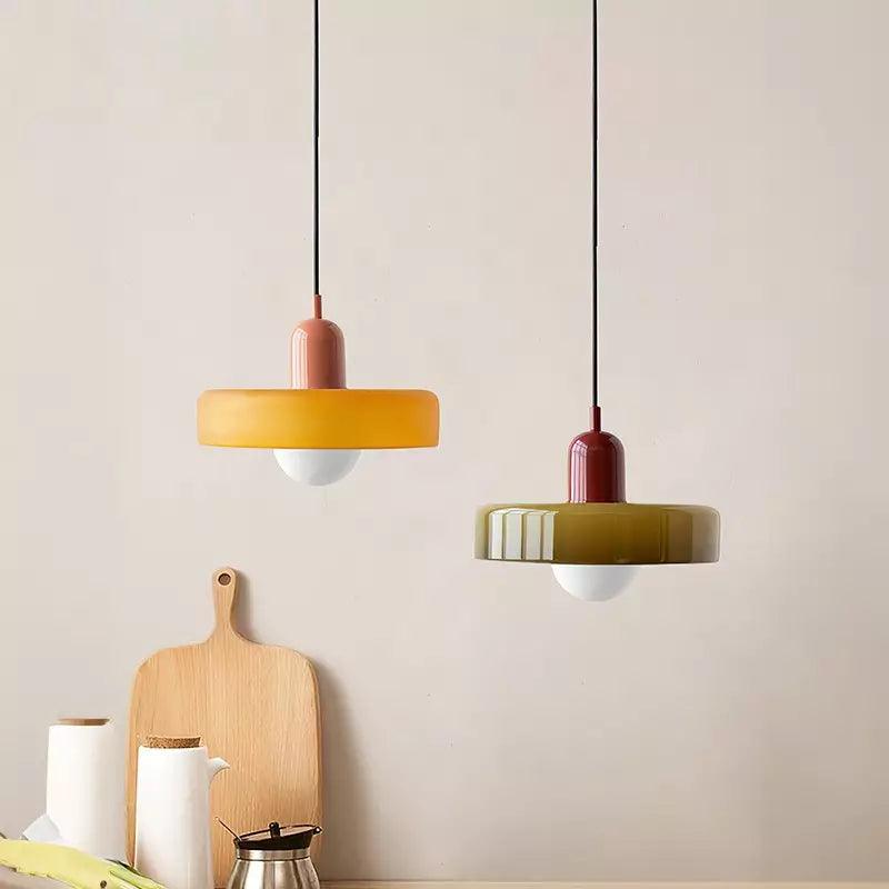 Nordic Cream Stained Glass Pendant Lighting for Dining Room
